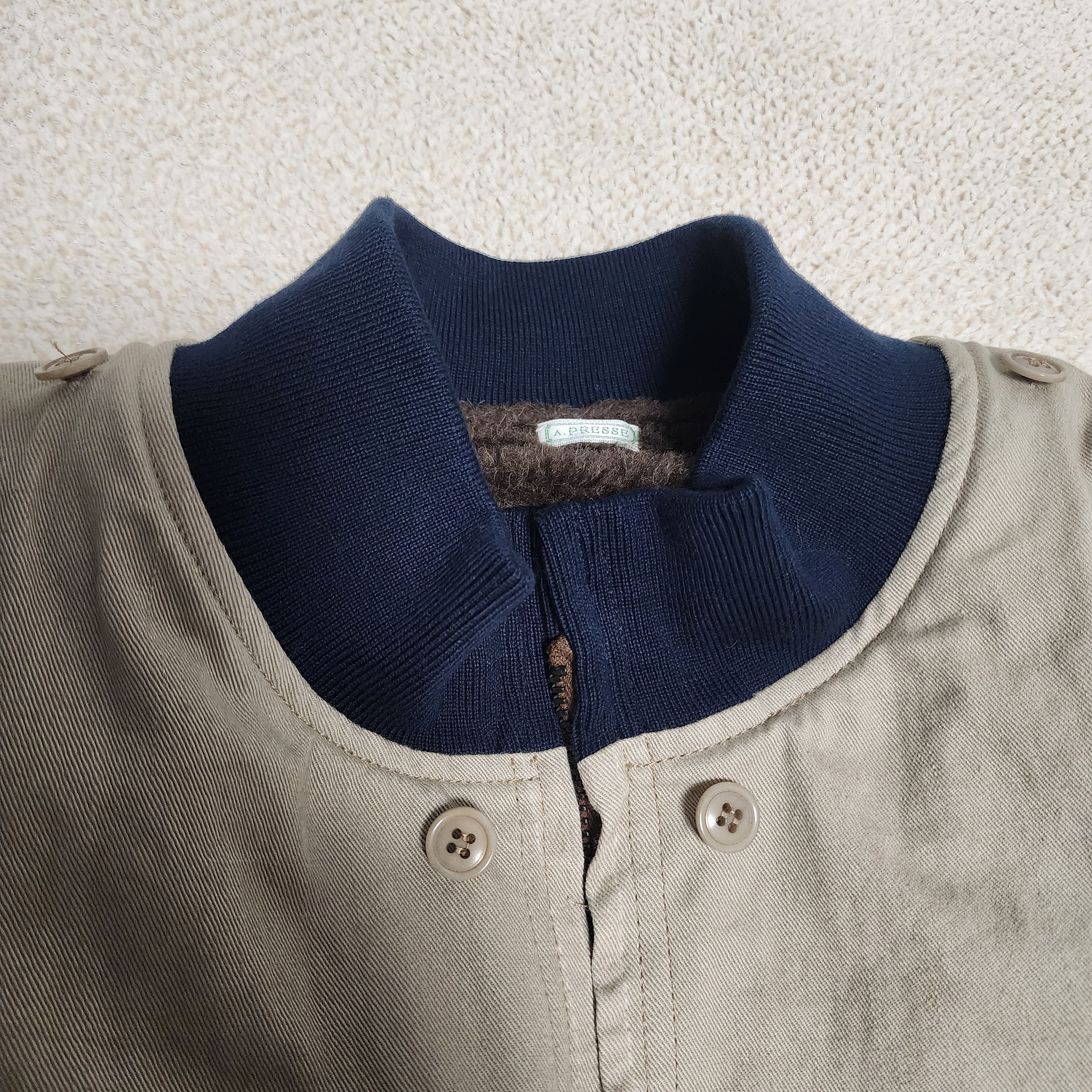 A.Presse Vintage WW2 US Navy Deck Hooded Jacket Beige - 26SS 착용 스타일 - 3