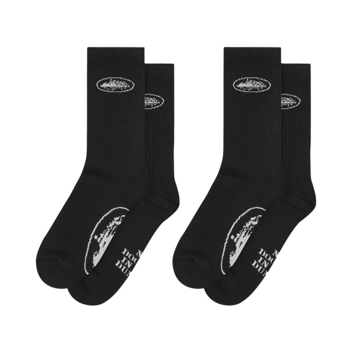 코르테이즈 블랙 알카트라즈 삭스 블랙 (2개입)(Corteiz Black Alcatraz Socks Black (2 Pack))
