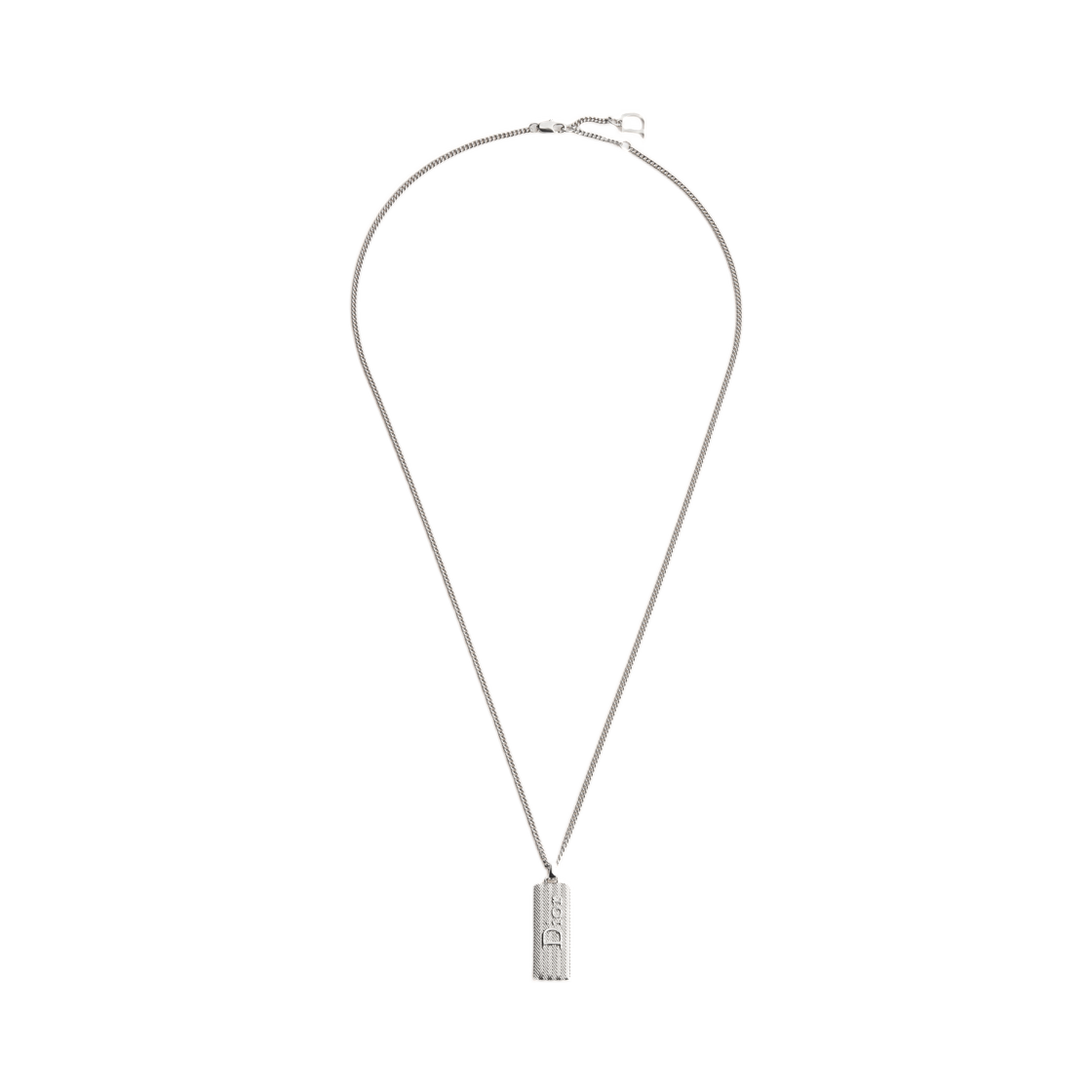 디올 기요세 플레이트 펜던트 네클리스 실버 피니쉬 브래스 실버(Dior Guilloche Plate Pendant Necklace Silver Finish Brass Silver) - 1
