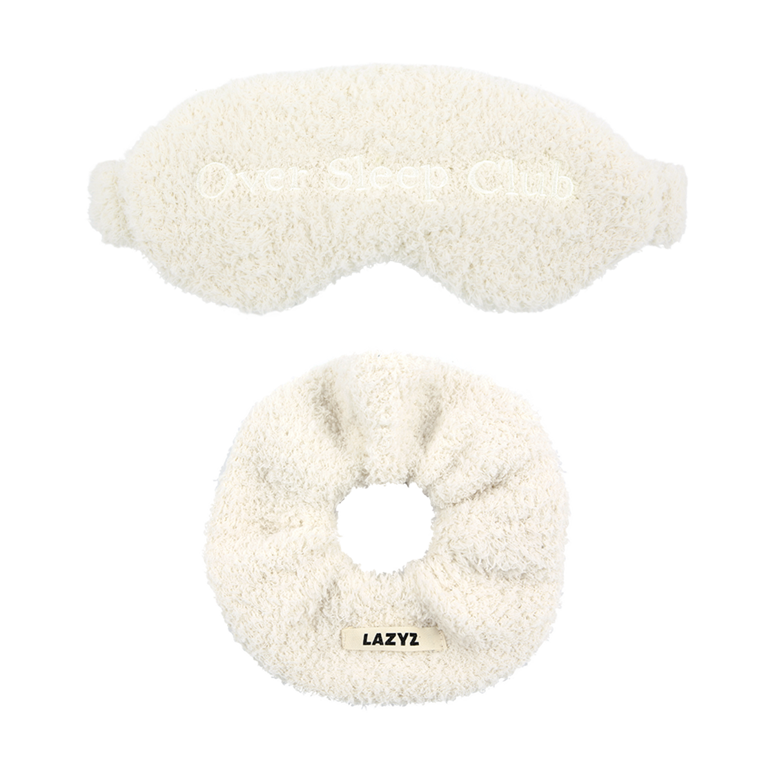 8888888888912 LAZYZ Sweet Dream Fluffy Sleep Mask & Scrunchie Set (Cream)