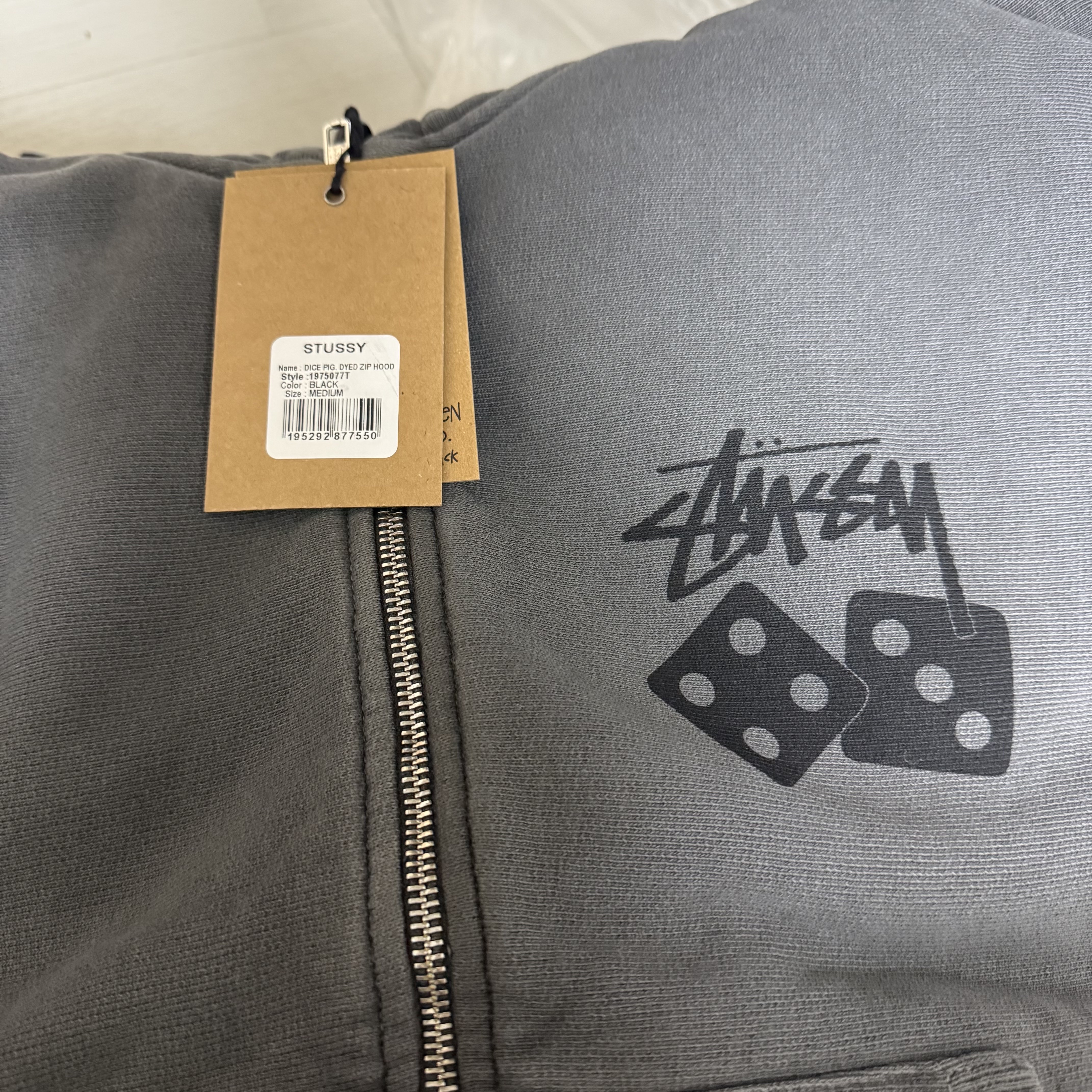 Stussy Pigment Dyed Dice Zip Hoodie Black, Stussy Pigment Dyed Dice Zip Hoodie Black 착용 스타일