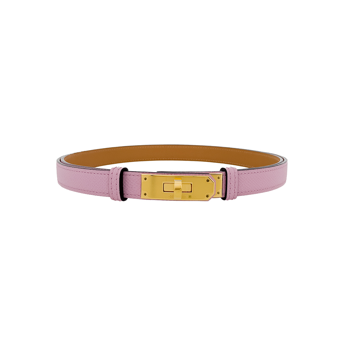 ITJTVRSJB6R3 Hermes Kelly Belt in Silver Taupe with Gold Hardware