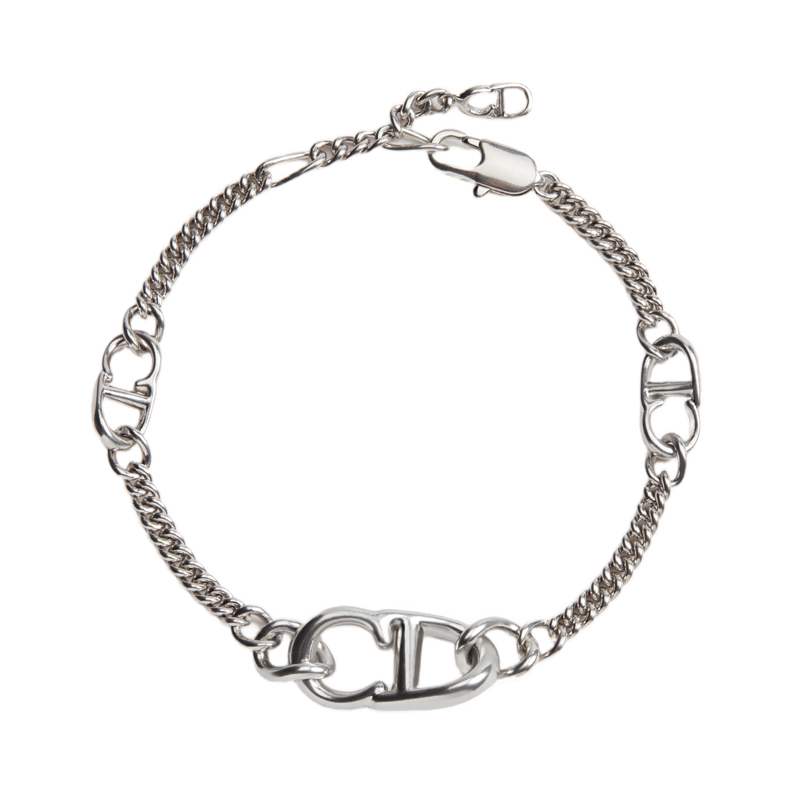 디올 CD 아이콘 슬림 체인 링크 브레이슬릿 실버 피니쉬 브래스 실버(Dior CD Icon Slim Chain Link Bracelet Silver Finish Brass Silver)