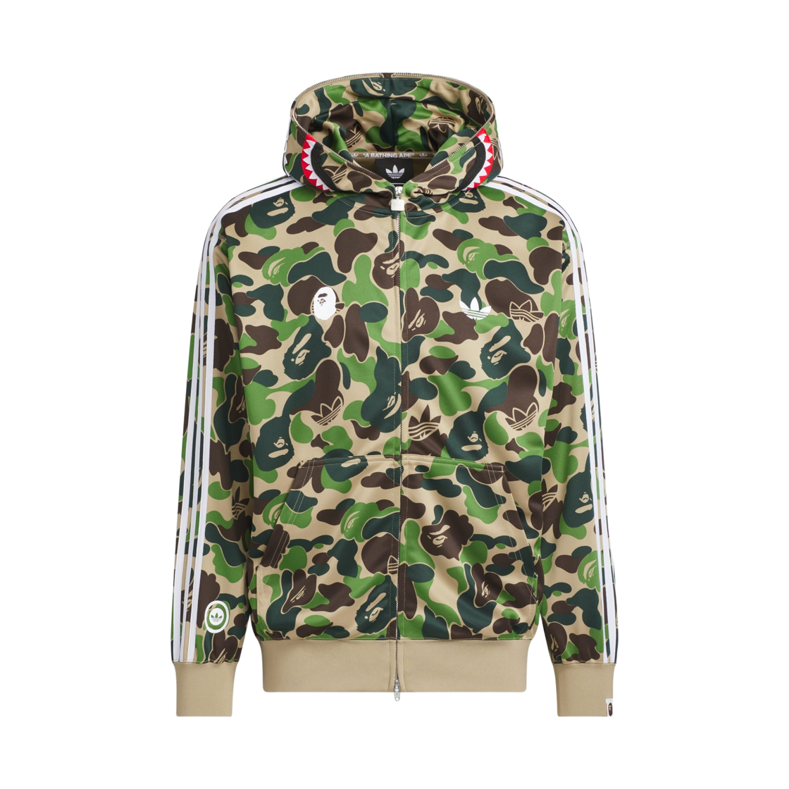 KF4916 Adidas x BAPE Shark Track Hoodie Jacket Crew Green - US Sizing