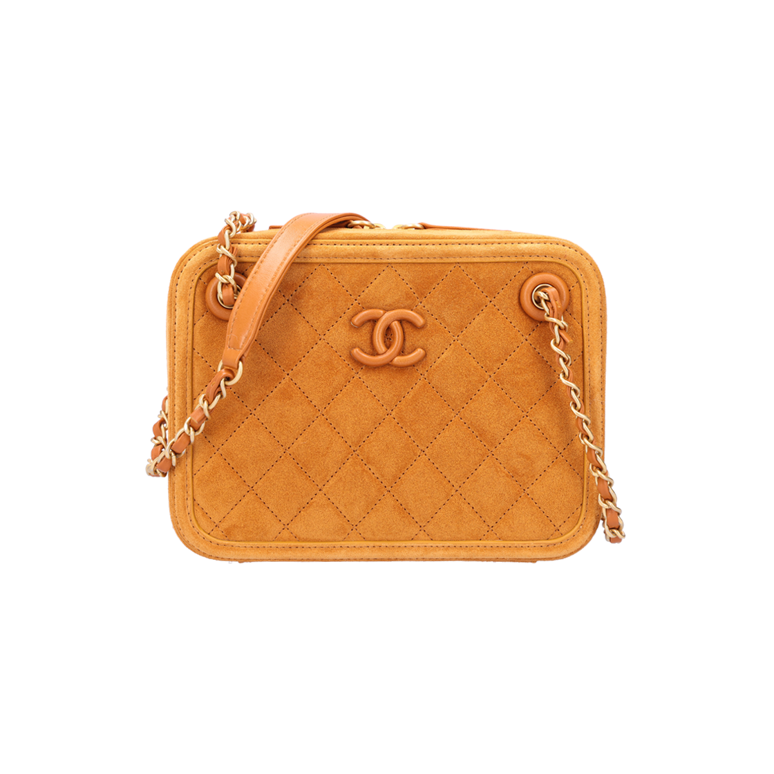 샤넬 AS5986 미니 카메라 케이스 백 스웨이드 카프스킨 라이트 브라운(Chanel AS5986 Mini Camera Case Bag in Light Brown Suede Calfskin)