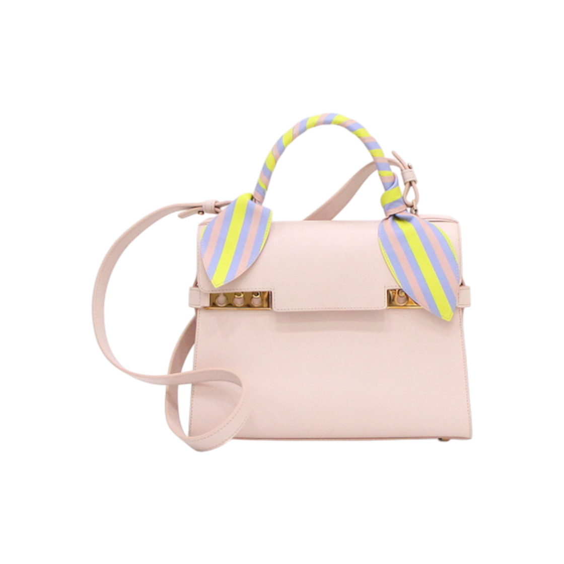 델보 AA0368AAX010WDR 누드 핑크 톰페트MM 토트백 겸 숄더백+핸들 리본aa60627(Delvaux Tompette MM Tote & Shoulder Bag in Nude Pink with Ribbon Handle)