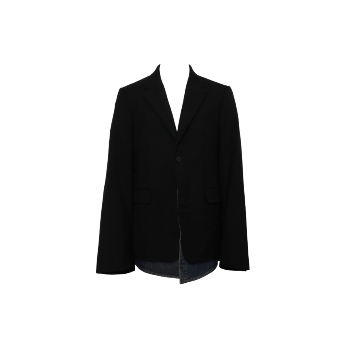 ITGHNUU3A42Q Balenciaga Black Cotton Denim Layered Oversized Blazer for Men