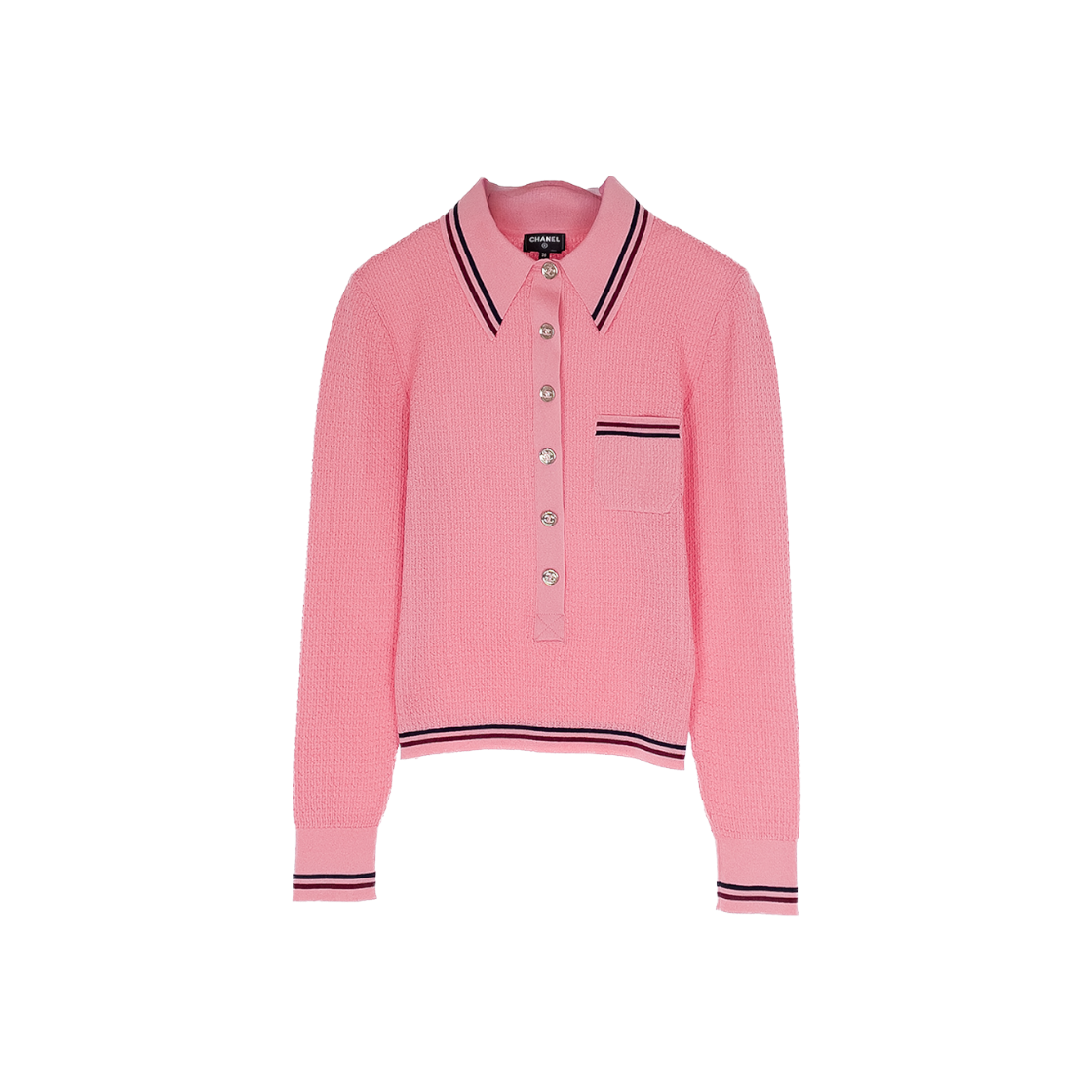 ITJTV9RIGTUG Chanel 23A Polo Knit Top 36 Pink/Multi-Color (6ET0012)