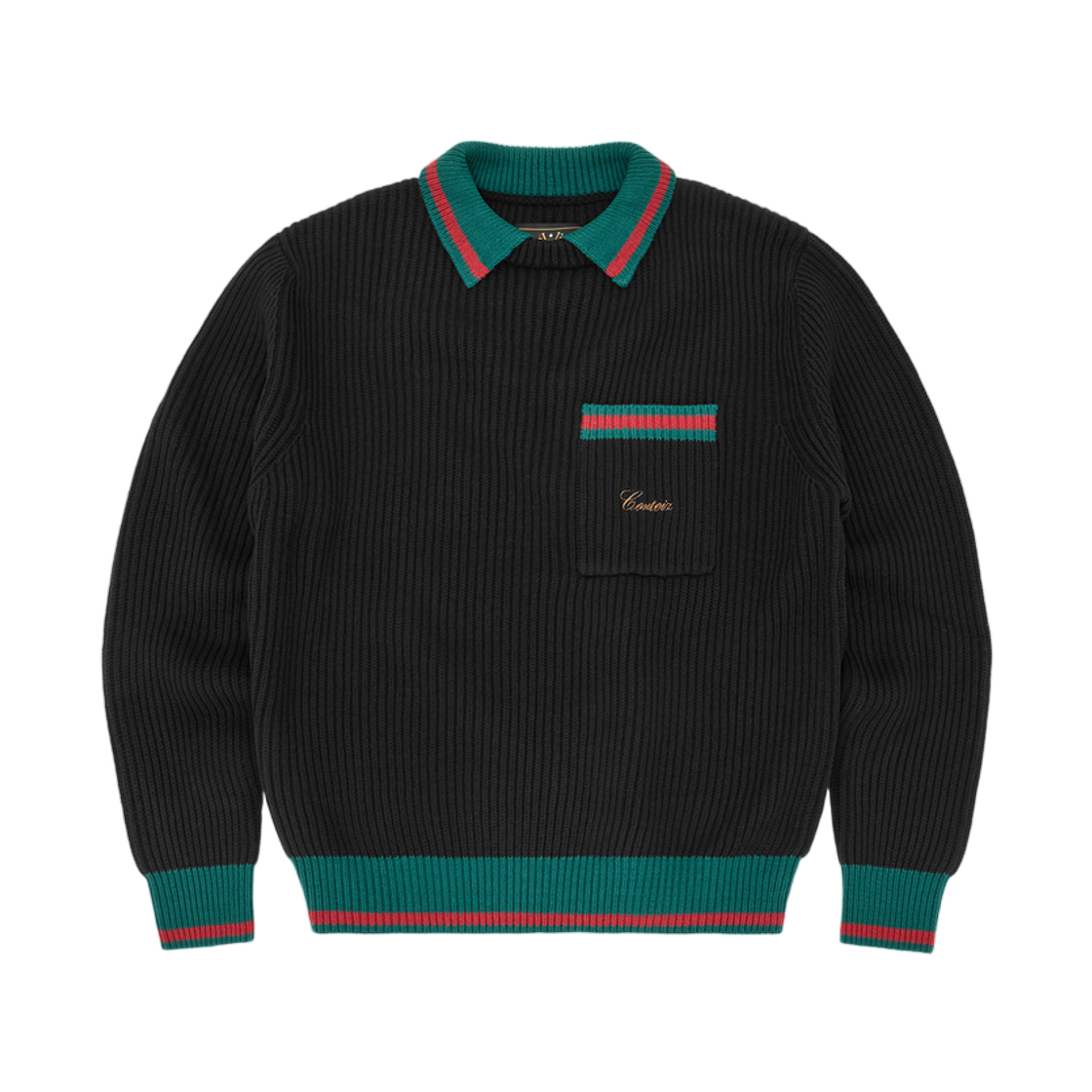 코르테이즈 지아니 니트 폴로 스웨터 블랙(Corteiz Gianni Knit Polo Sweater Black)