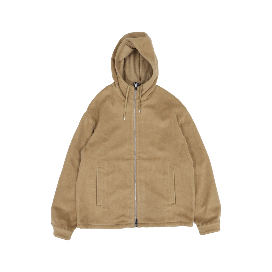 ITQUKEPKVA66 Prada SGC590 Camel Hair Hooded Zip Jacket in Camel Brown