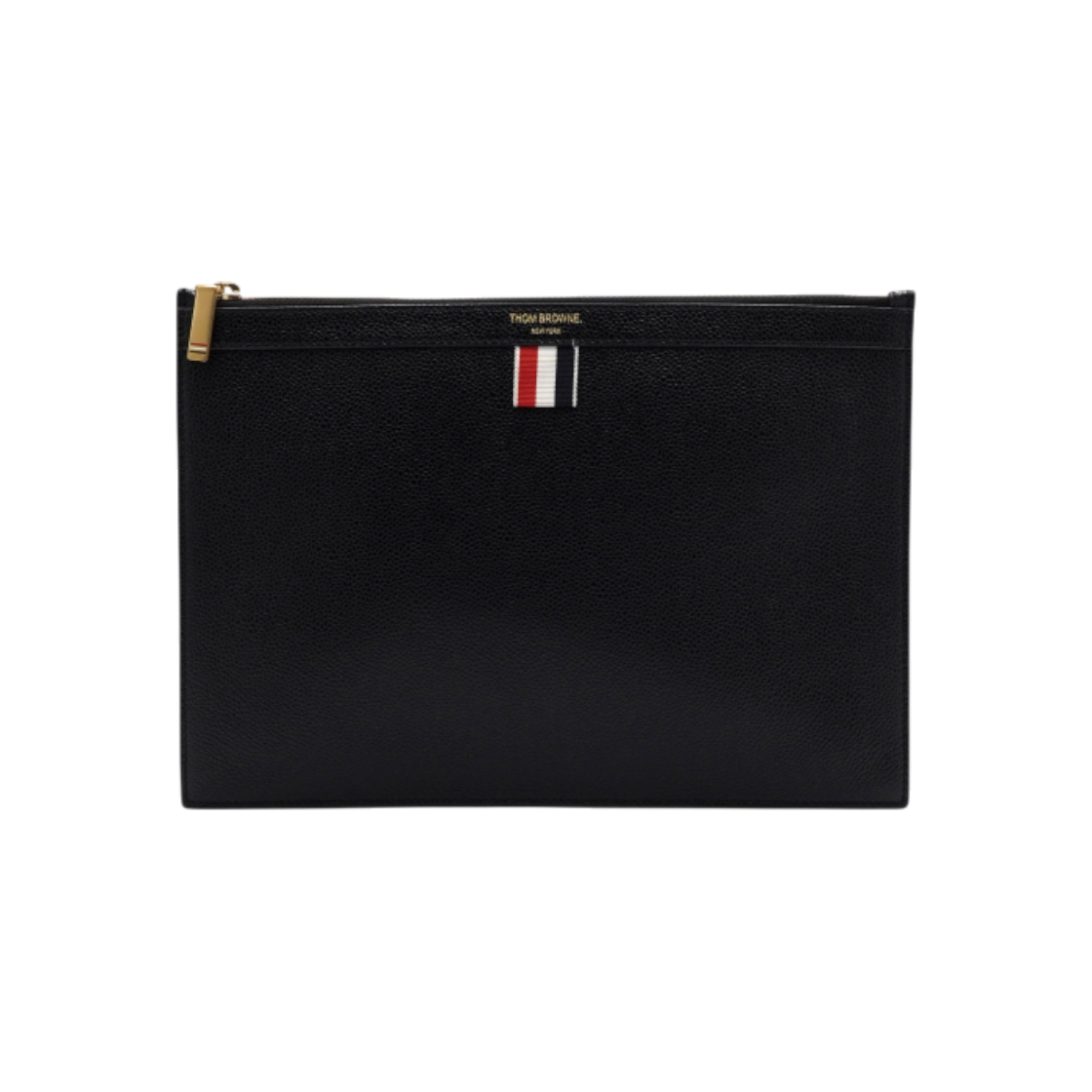 ITOIQOKHTW5S Thom Browne MAC019L Pebble Leather Small Stripe Clutch Bag