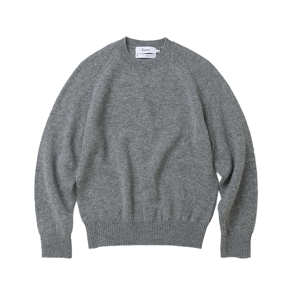 니티드 쉐기독 울 100% 라운드 니트 그레이(Knitted Shaggy Dog Wool 100% Round Knit Grey)