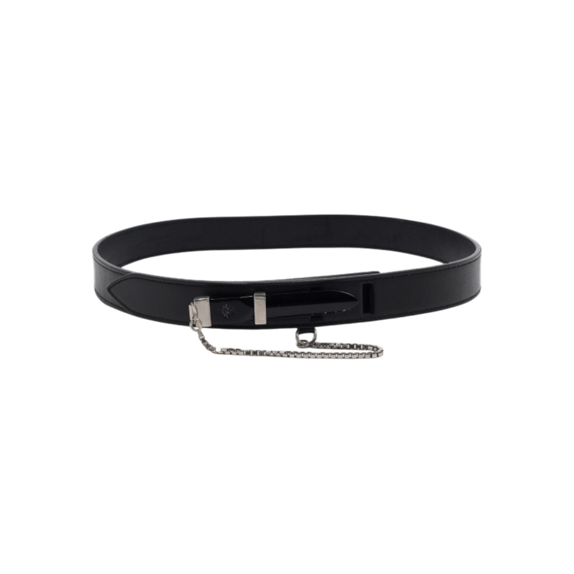 IT6RL374TJGO Versace Black Leather Chain Drop Vintage Slim Women's Belt