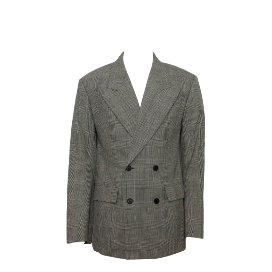 ITA875TLWEPW Versace A231319 Gray Check Wool Blend Double-Breasted Men's Blazer