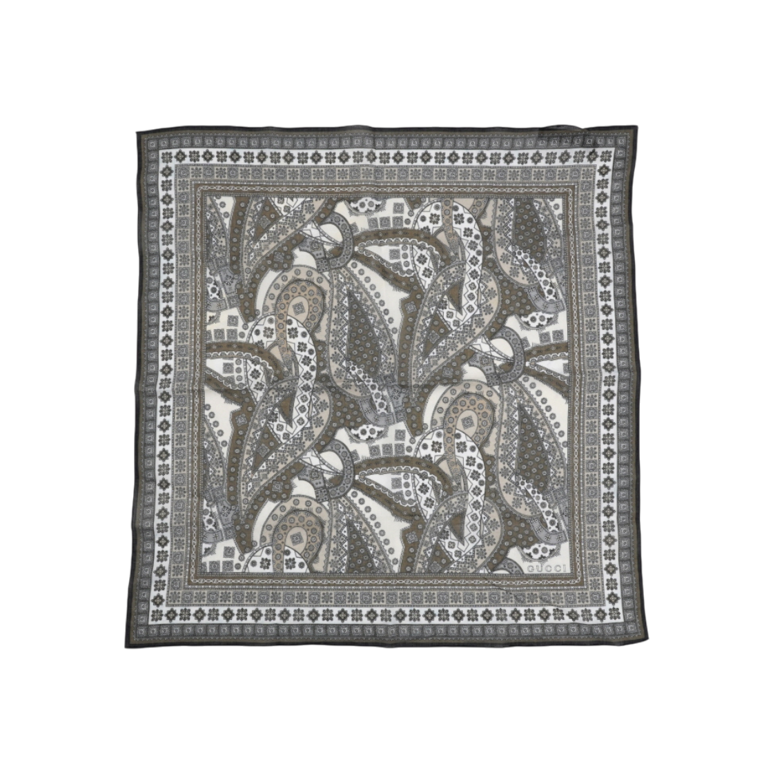 구찌 멀티컬러 페이즐리 프린트 코튼 70 스퀘어 스카프aa59632(Gucci Multicolor Paisley Print Cotton 70 Square Scarf)