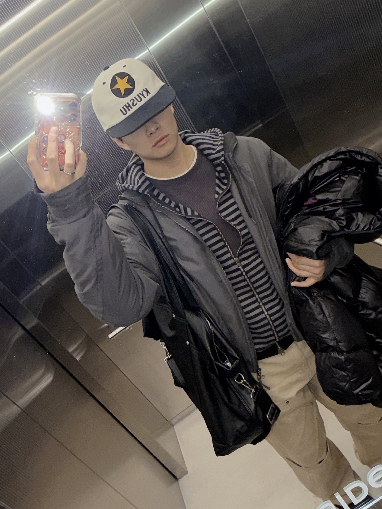 Aoiro KYUSHU Star ビール Cap, Sansan Gear Bomber Jacket Khaki 착용 스타일 - 4