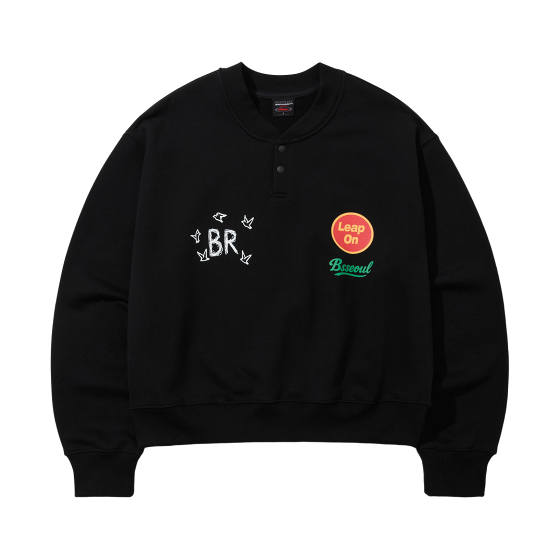 BSR2526FWBD080 Bsrabbit Br Snap Henry Neck Sweatshirt Black