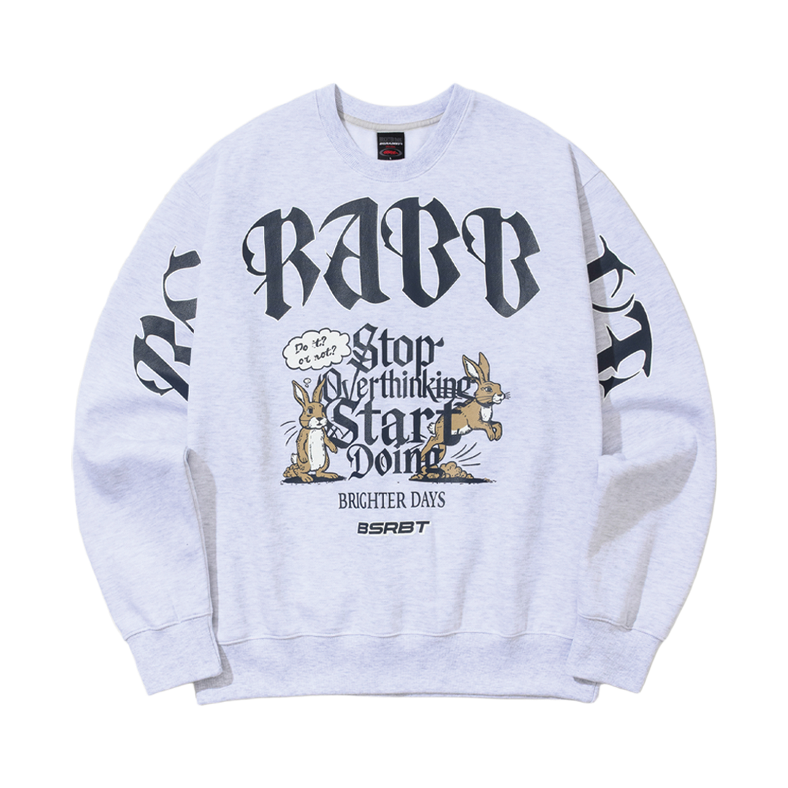 BSR2526FWBD040 Bsrabbit Stop Overthinking Crewneck Heather Gray