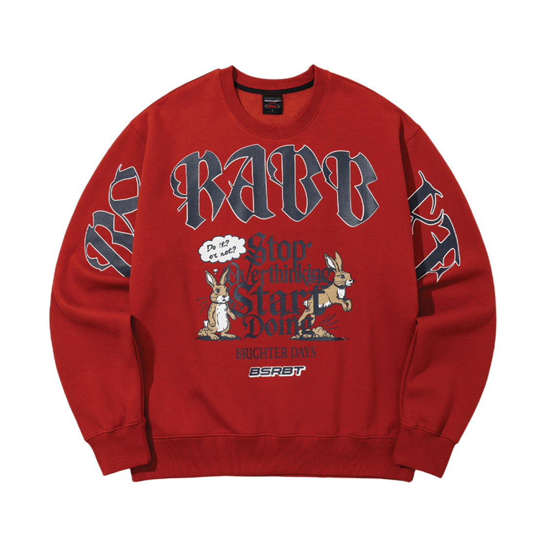 BSR2526FWBD041 Bsrabbit Stop Overthinking Crewneck Dark Red