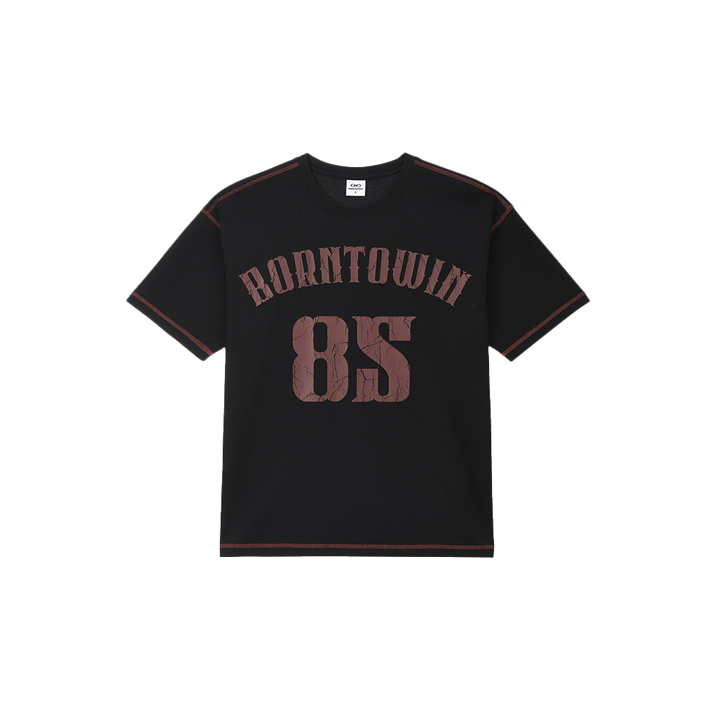 BH1MST202BK BORN TO WIN Red Stitch Semi Over Fit T-Shirts Black