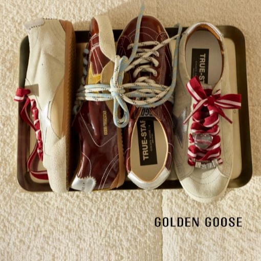 (W) Golden Goose True-Star Suede White Stars Heel Tab Platinum Tobacco, (W) Golden Goose True-Star White Nappa Leather Gold Star Heel Tab Beige 착용 스타일