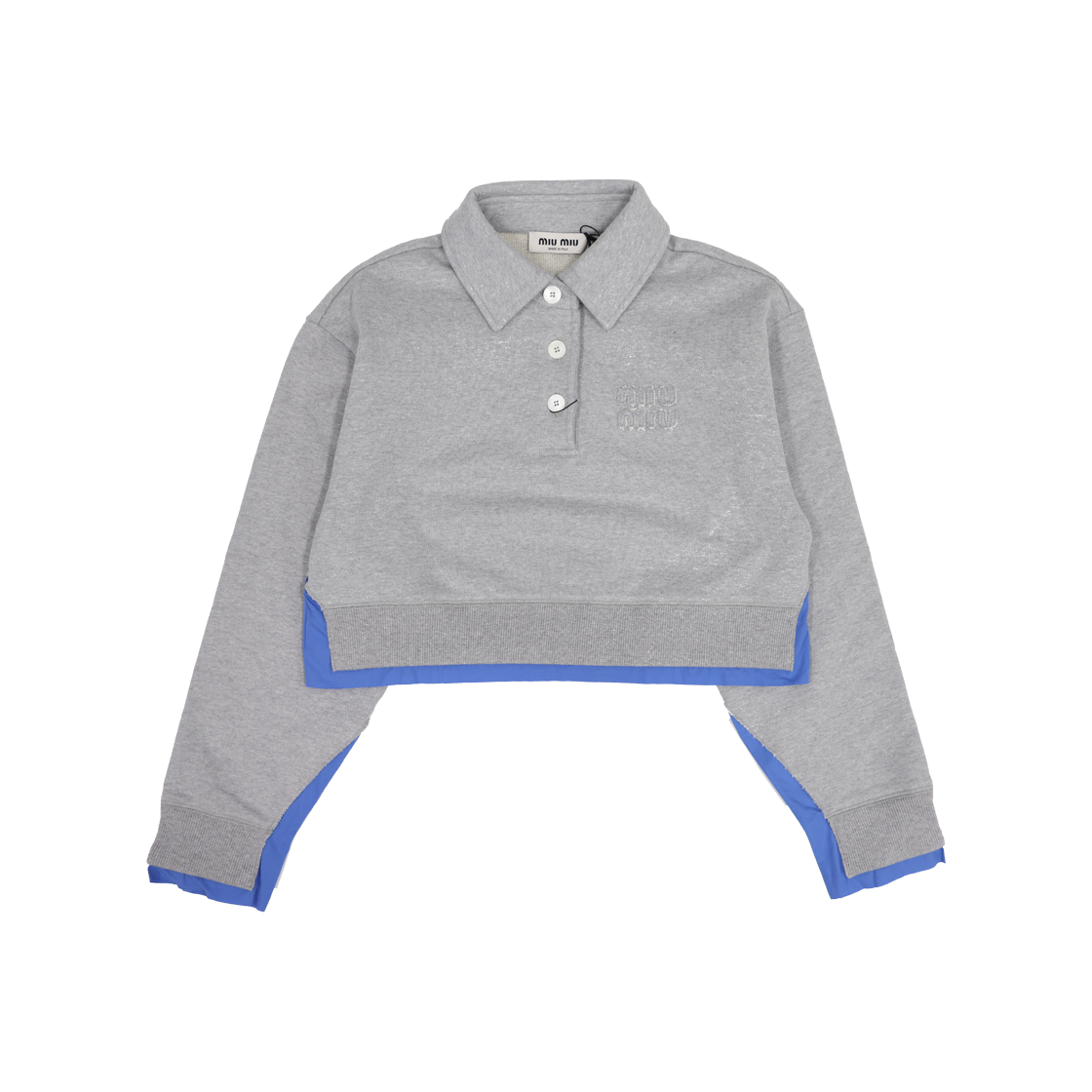 IT5K8KAFTOU8 Miu Miu MJL057 Cotton Fleece Poplin Sweatshirt Gray