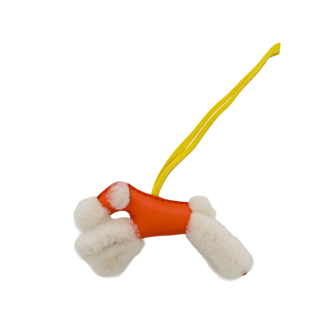 ITMPSGTEJ4LG Hermes Buddy Bag Charm - Ecru/Orange Poppy/Lime