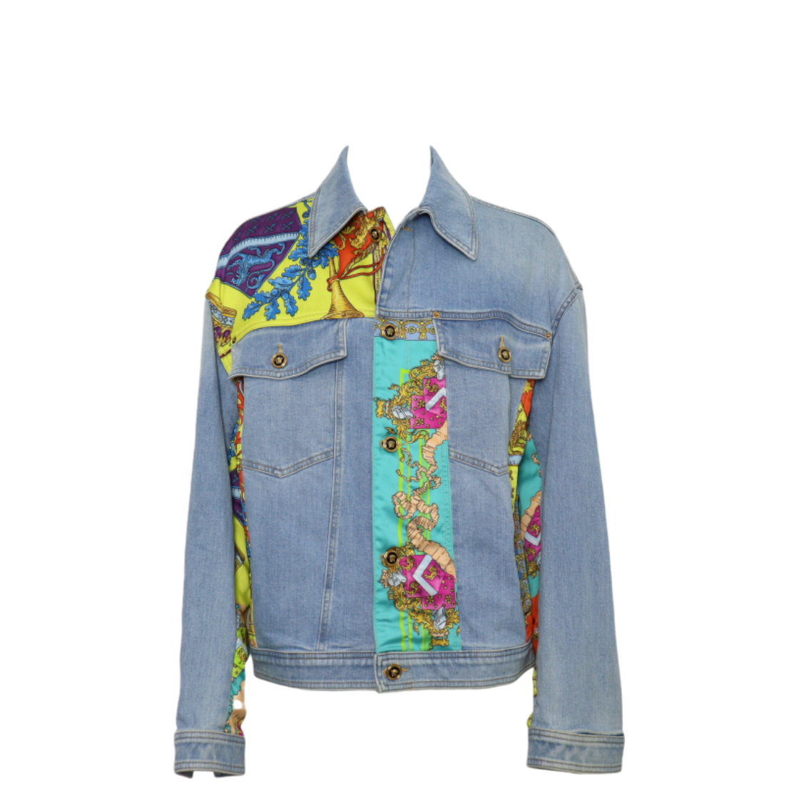 IT4DTWPAAVB5 Versace Royal Rebellion Print Men's Denim Trucker Jacket