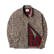 QT8 GARMENTS Washed Leopard Harrington Jacket Beige