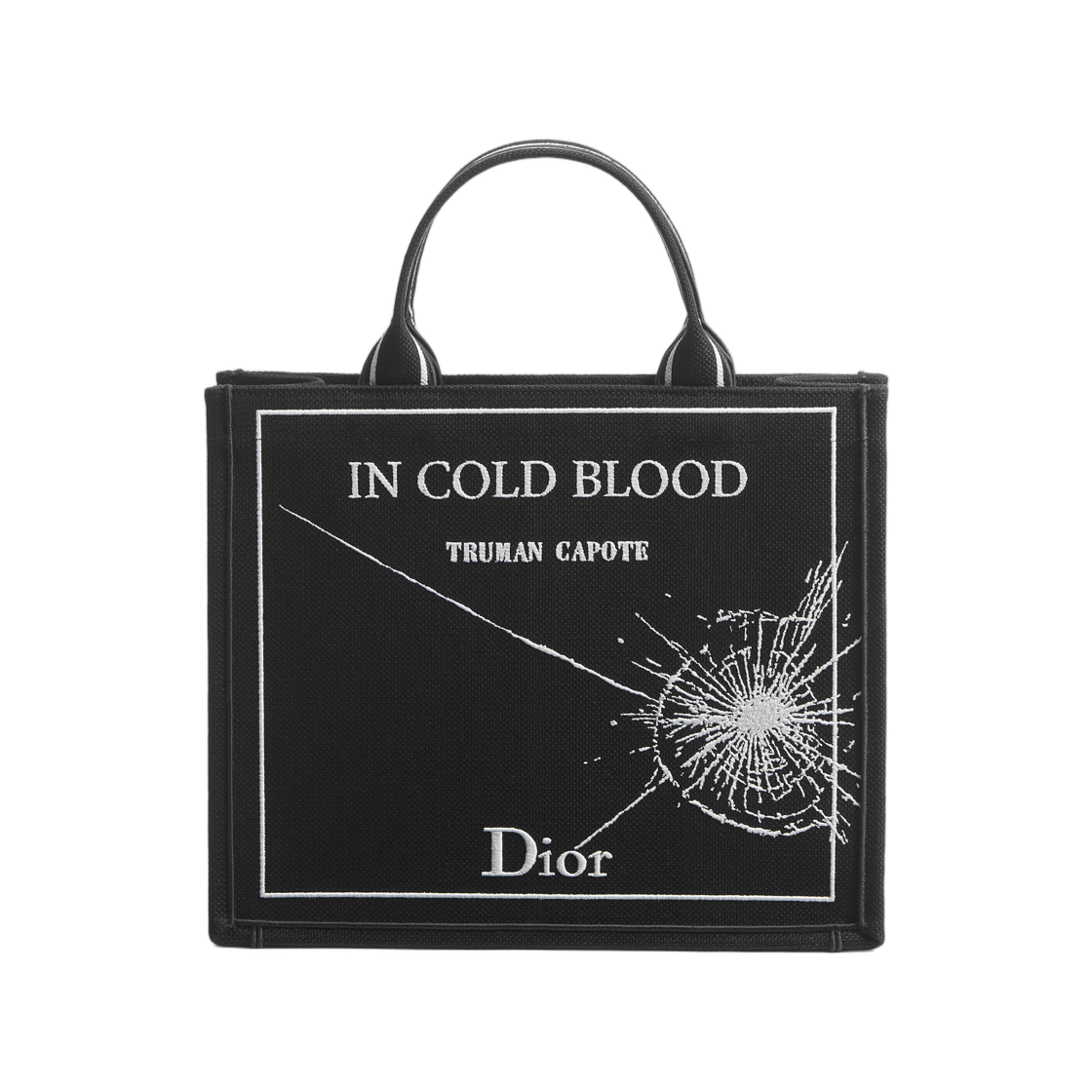 1BTSH299JAC-H960 Dior Book Tote Medium With Strap Book Cover Embroidery Black White