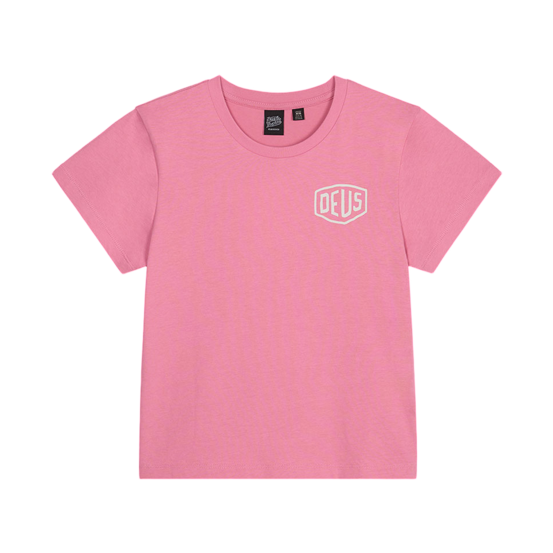 (W) 데우스 엑스 마키나 서울 컬리지 어드레스 티셔츠 핑크((W) Deus Ex Machina Seoul College Address T-Shirt Pink)