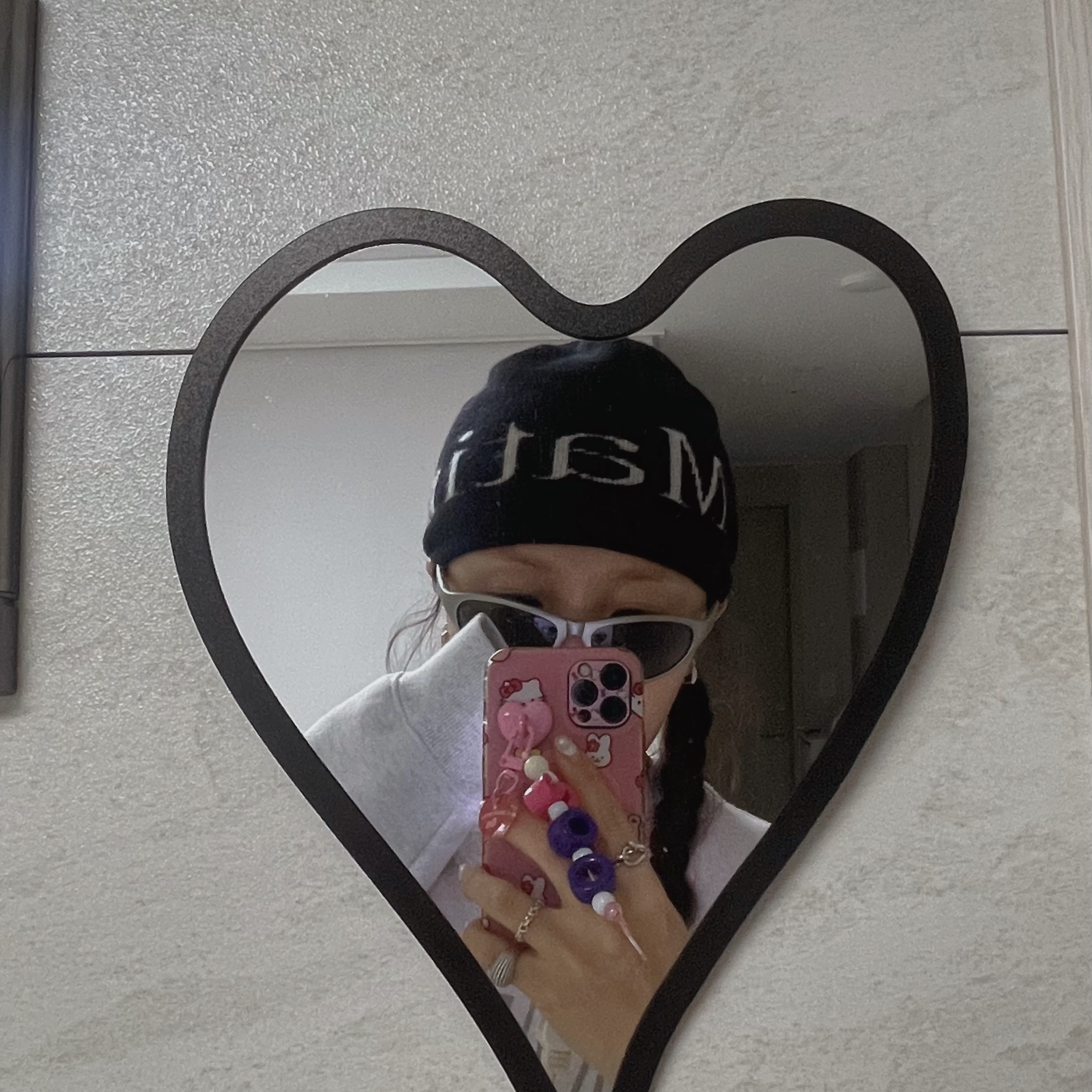 Matin Kim Logo Jacquard Short Beanie Black, Montbell Trekking Glasses Silver Metallic Light Grey 착용 스타일 - 2