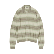 Auralee Cotton Silk Gradient Stripe Knit Shirt Cardigan Lime Gray Stripe - 26SS