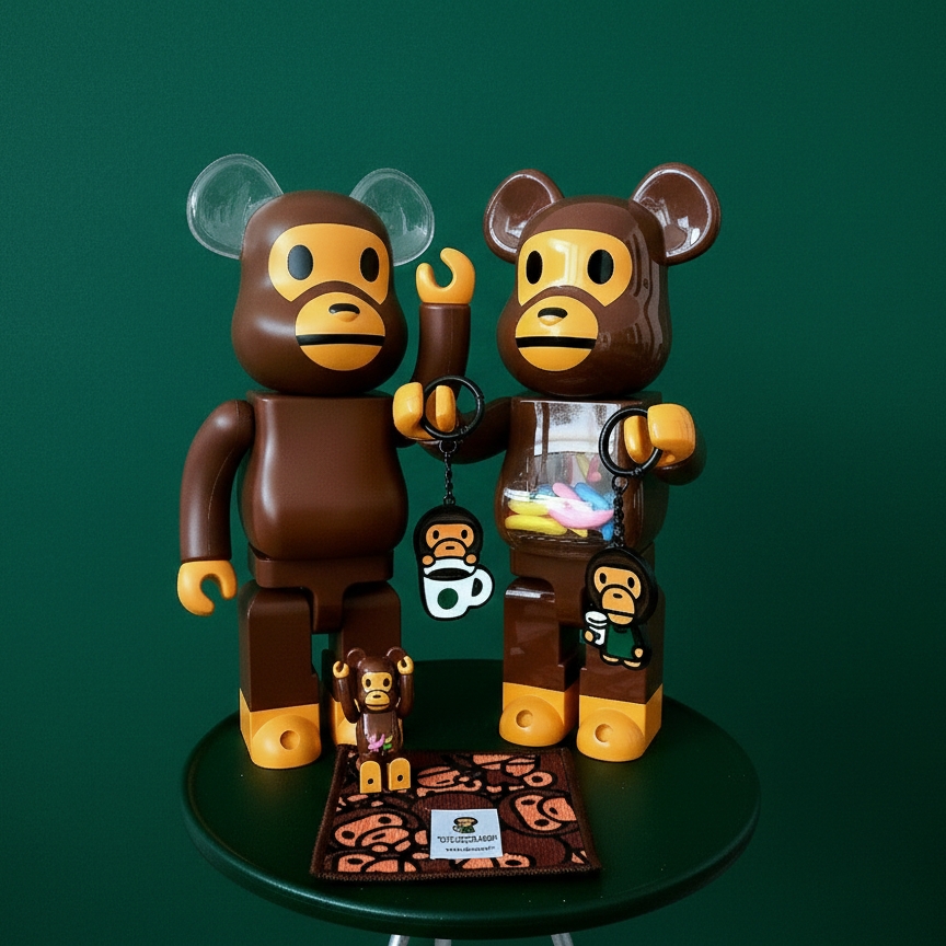Bearbrick x BAPE Baby Milo Ear Clear Ver. 400%, Bearbrick x BAPE Baby Milo and Banana 100% & 400% Set 착용 스타일 - 3