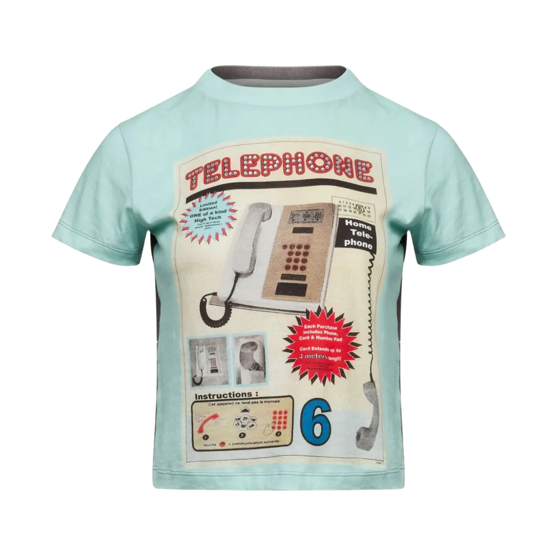 (W) MM6 메종 마르지엘라 텔레폰 티셔츠 터콰이즈((W) MM6 Maison Margiela Telephone T-Shirt Turquoise)