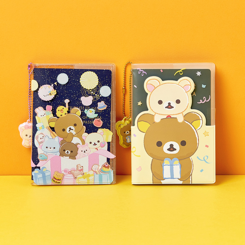 대원미디어 리락쿠마 여행 여권케이스 커버 캐릭터 참 핑크 글리터(Daewonmedia Rilakkuma Passport Case Cover Pink Glitter) - 3