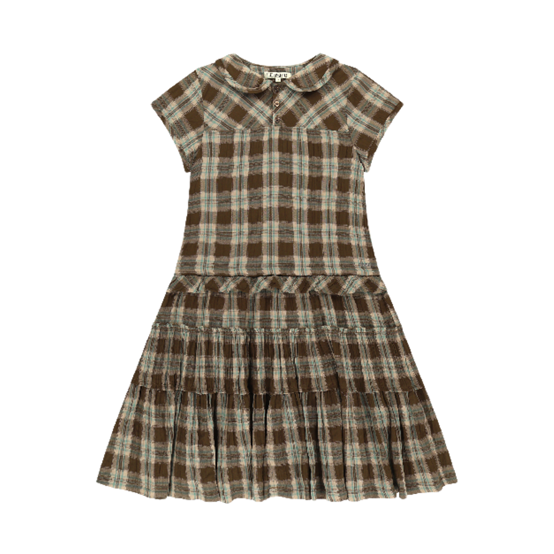 코이세이오 로우 엣지 체크 원피스 브라운(COYSEIO Raw Edge Check One Piece Brown)