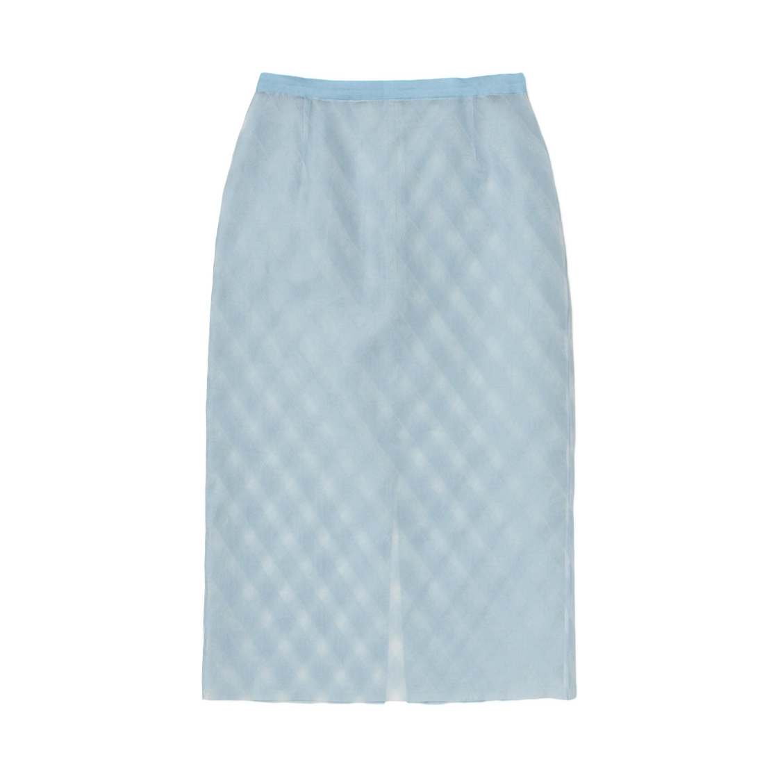 A26SS02SO (W) Auralee Sheer Silk Cotton Cut Jacquard Pencil Skirt Light Blue - 26SS