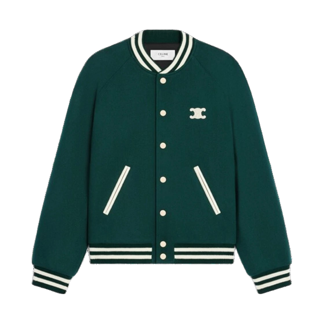 RV0L4896C 31VP 25S [15% 쿠폰] Celine Textured Wool Triomphe Teddy Jacket Vert Sapin