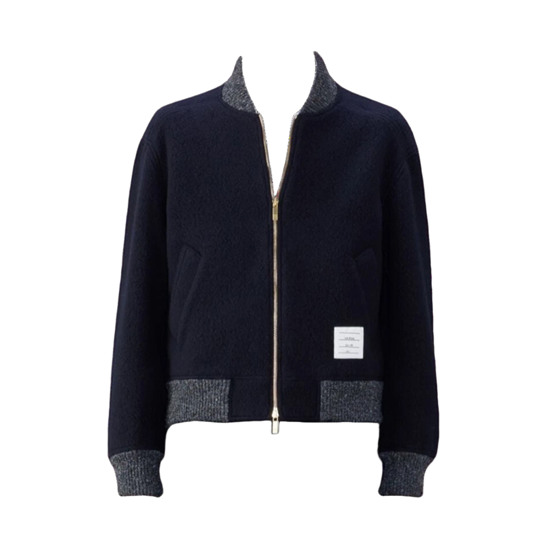 MJT395A J0100 415 24F [15% 쿠폰] Thom Browne Wool Fleece Stripe Bomber Navy