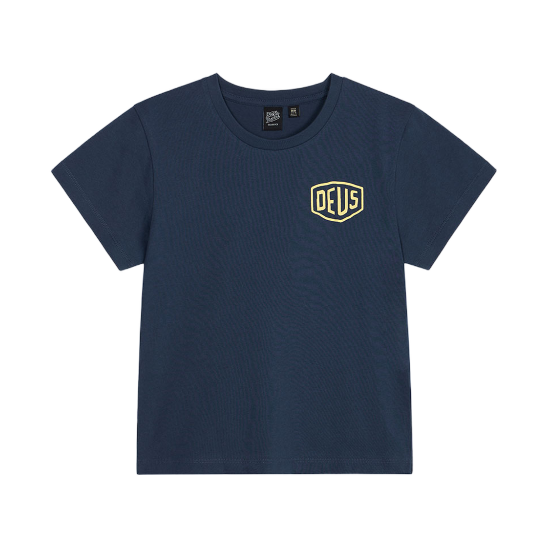 (W) 데우스 엑스 마키나 서울 컬리지 어드레스 티셔츠 네이비((W) Deus Ex Machina Seoul College Address T-Shirt Navy)
