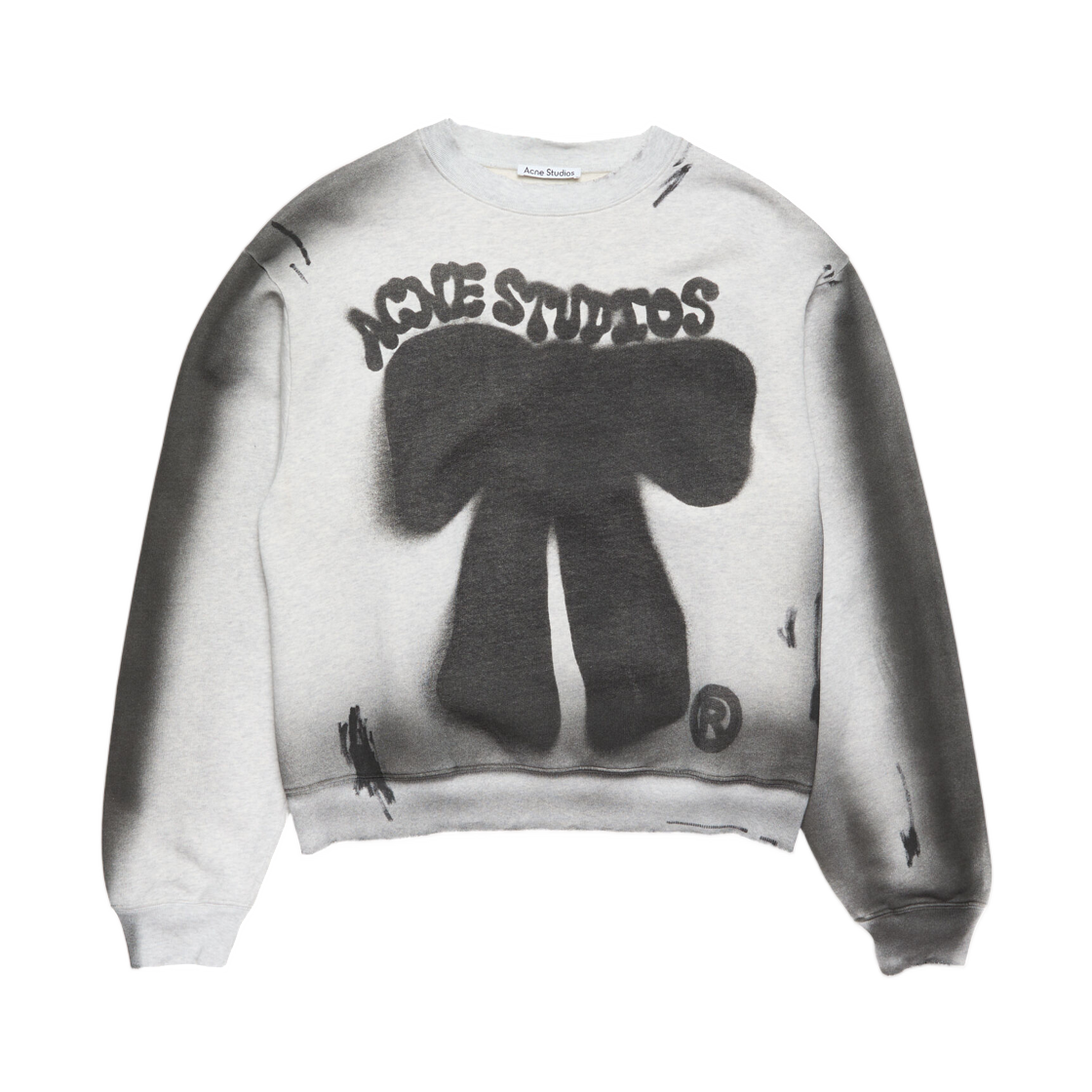 CI0223-92H Acne Studios Fleece Logo Sweater Pale Grey Melange