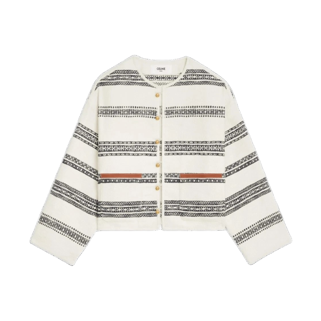 2V82S145X 01KC 24F [15% 쿠폰] (W) Celine Baja Cardigan Stripe Tweed Chalk Black