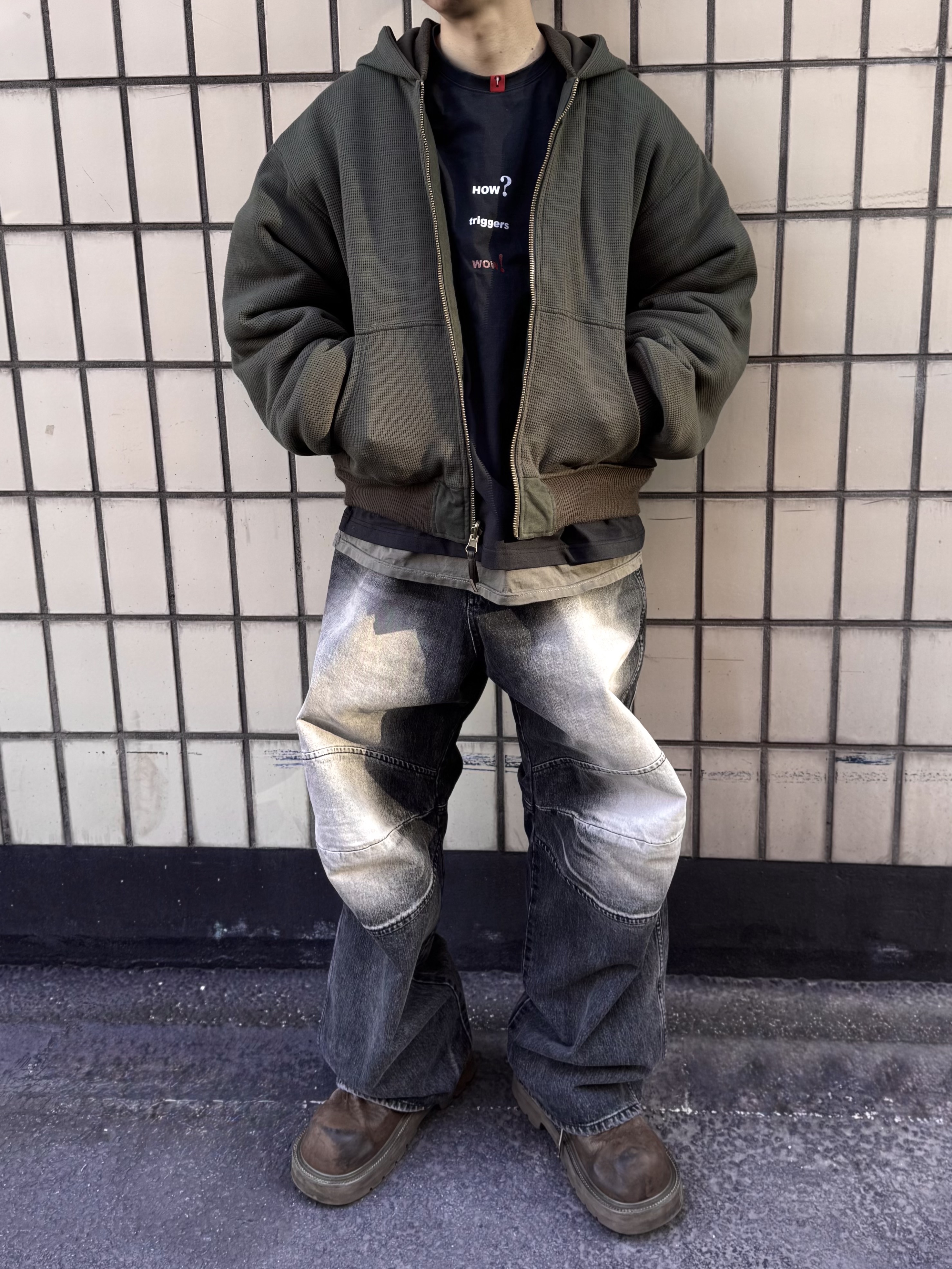 MJD 3D Knee Denim Pants Black, SOULESURES BOLD BELUGA Espresso Brown 착용 스타일 - 2