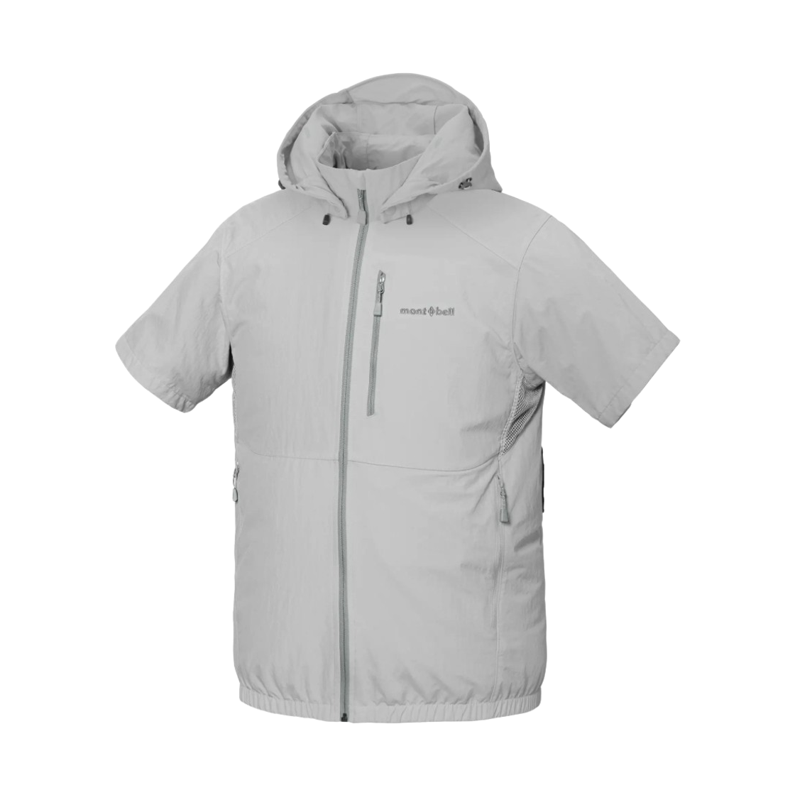 1132261 Montbell FanBlow Hooded Short Sleeve Jacket Light Gray