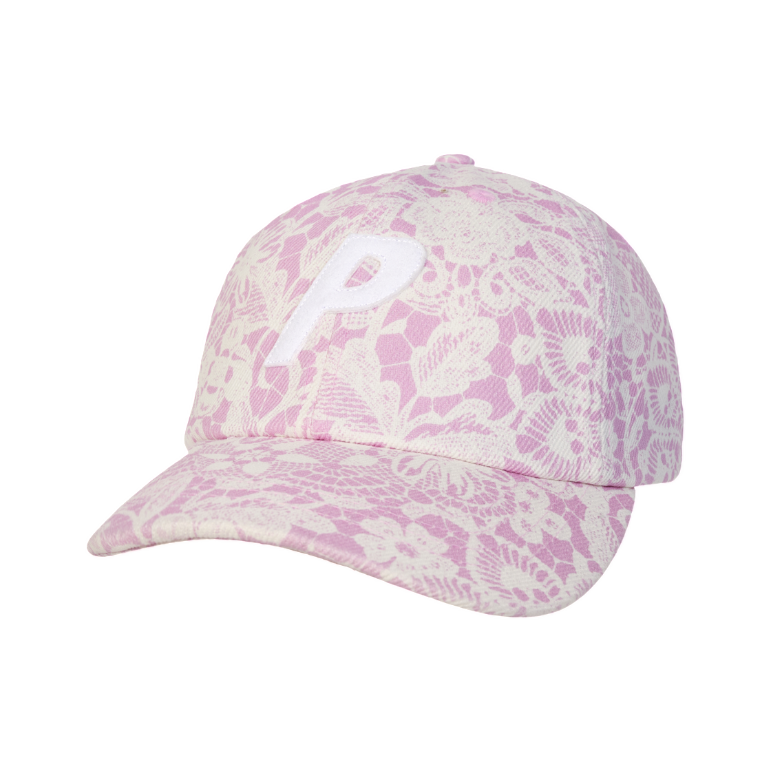 - Palace P 6-Panel Denim Lace Print Pink - 26SS