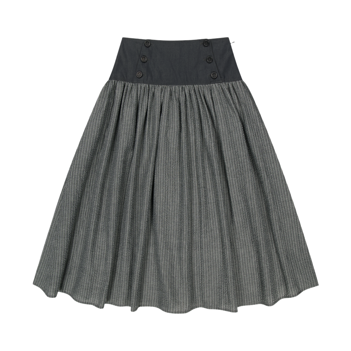 코이세이오 더블 버튼 스트라이프 스커트 블랙(COYSEIO Double Button Stripe Skirt Black)