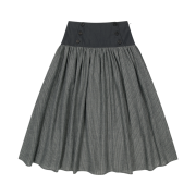 COYSEIO Double Button Stripe Skirt Black