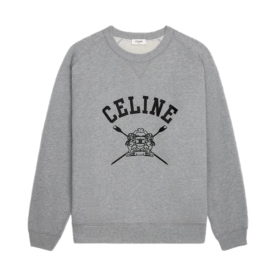 RY0A4670Q 08BQ 25S [15% 쿠폰] Celine Loose Blason Sweatshirt in Cotton Fleece Grey Melange Black
