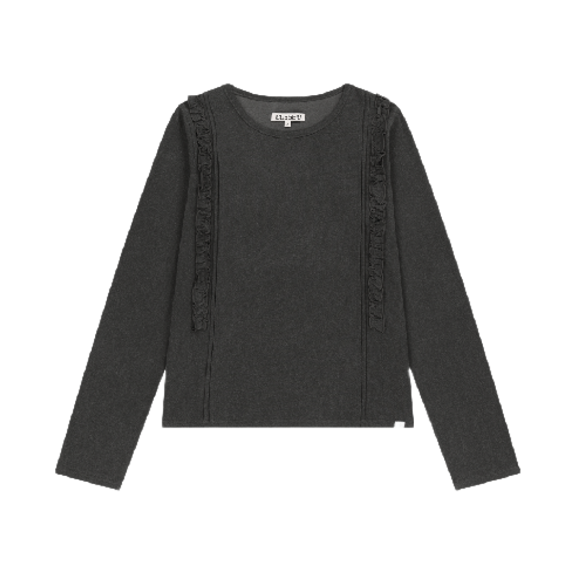 코이세이오 더블 러플 롱 슬리브 다크 그레이(COYSEIO Double Ruffle Long Sleeve Dark Grey)